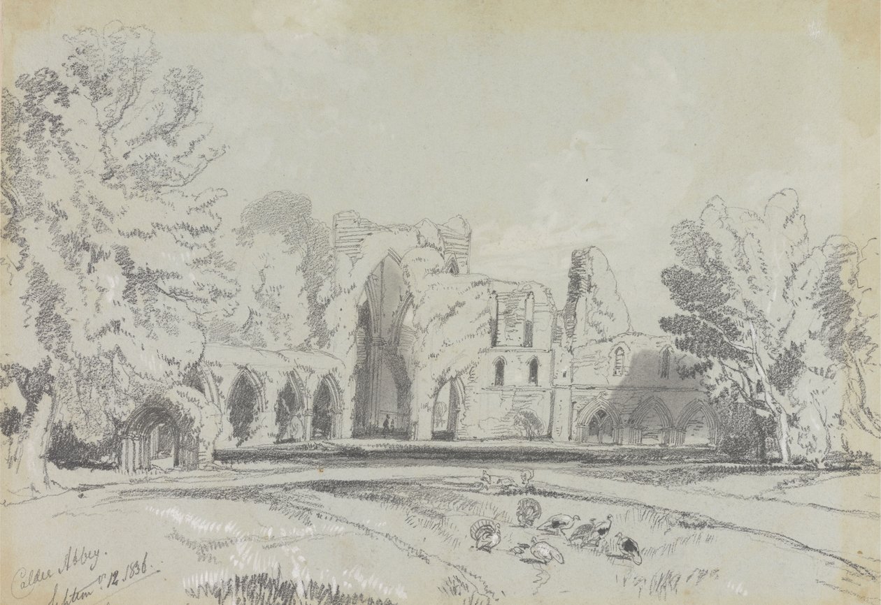 Calder Abbey, 12 september 1836 av Edward Lear