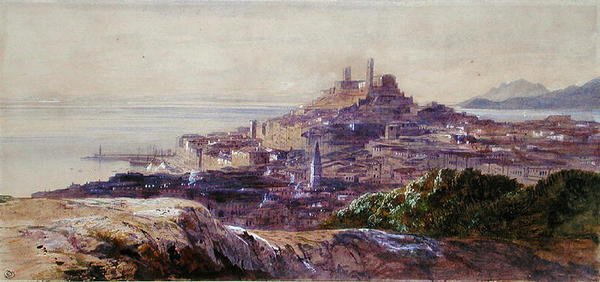 Cannes (akvarell på papper) av Edward Lear