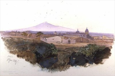 Catania: 1847 (penna, bläck och gouache) av Edward Lear