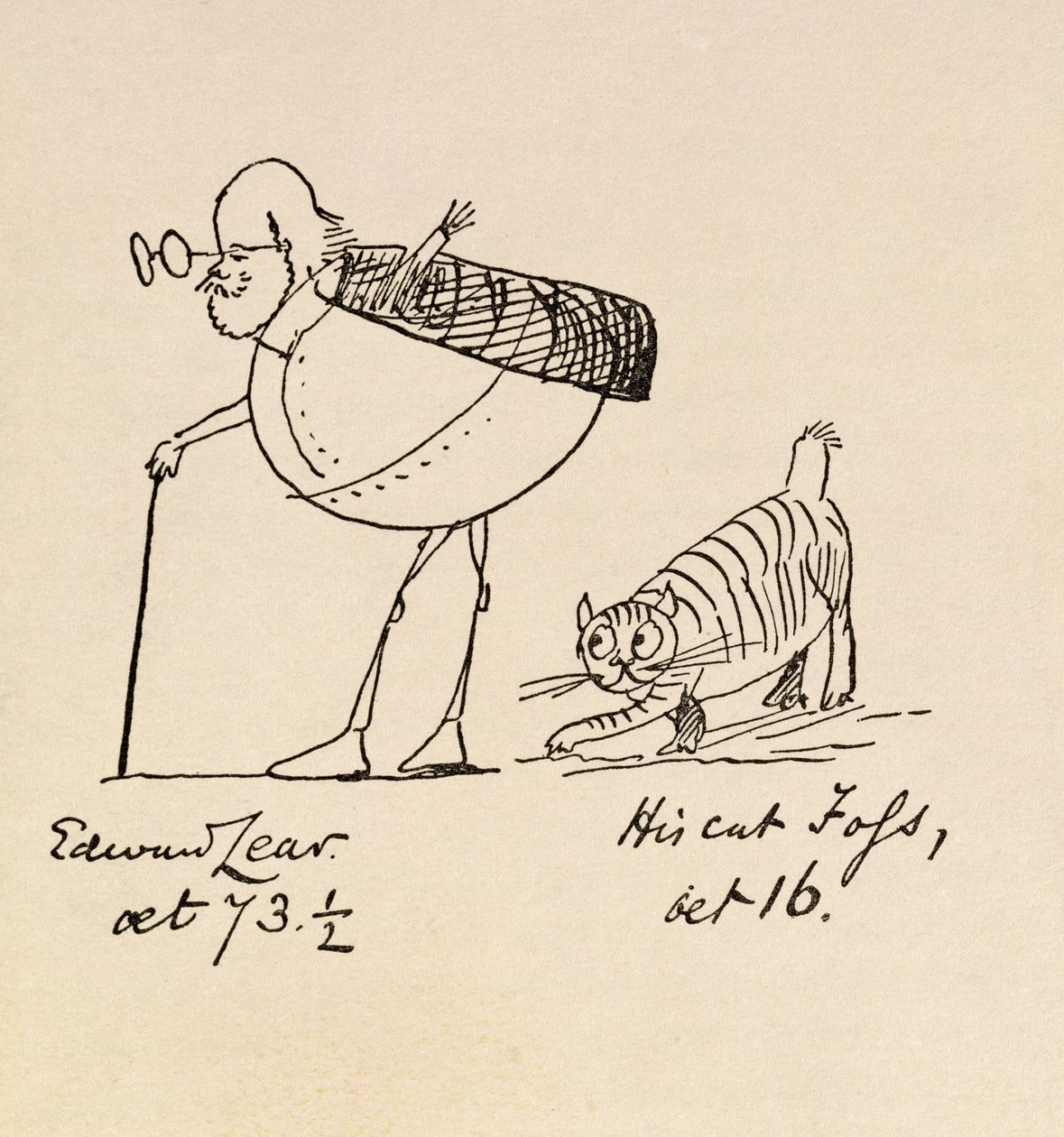 Edward Lear 73 och en halv och hans katt Foss, 16 år av Edward Lear