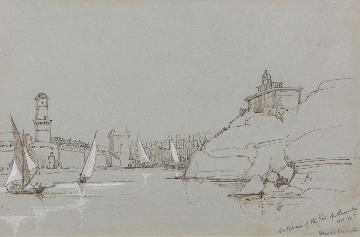 Ingång till Marseilles hamn av Edward Lear