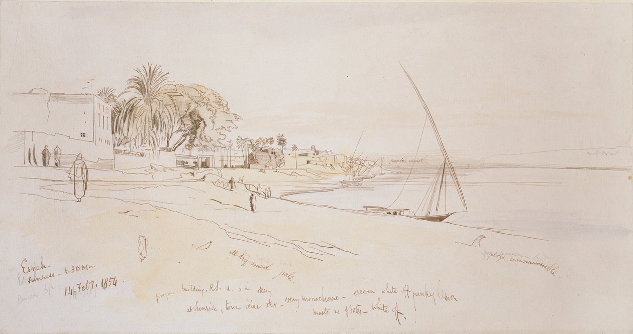 Esneh, Egypten, 1854 av Edward Lear