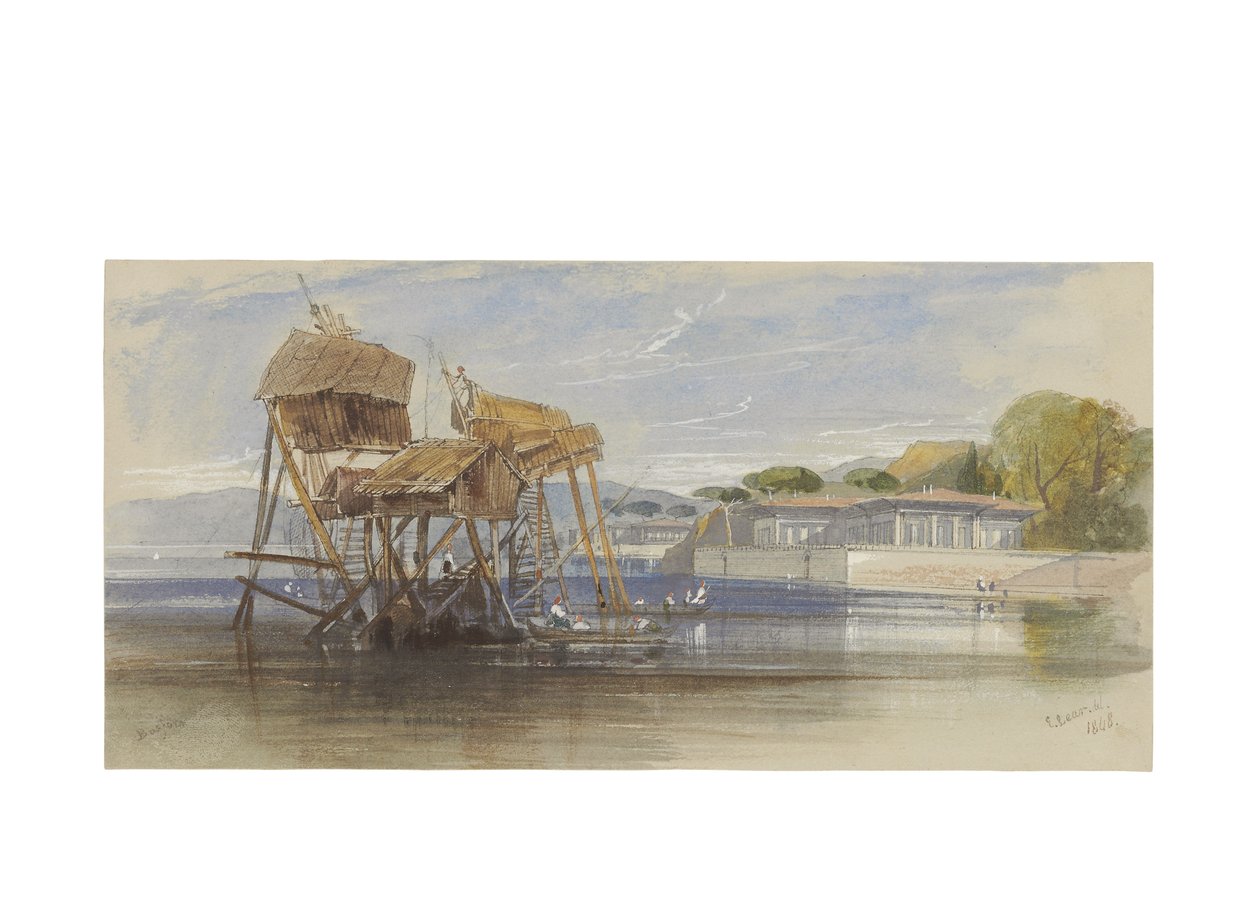 Fiskares hus på Bosporen, 1848 av Edward Lear