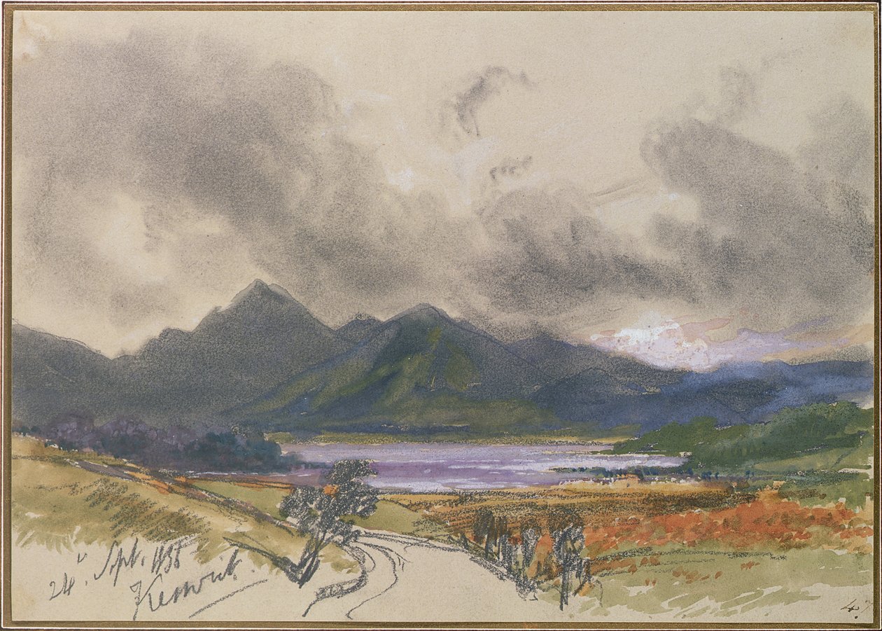 Keswick, 24 september 1836 (penna och wc med vitt på papper) av Edward Lear