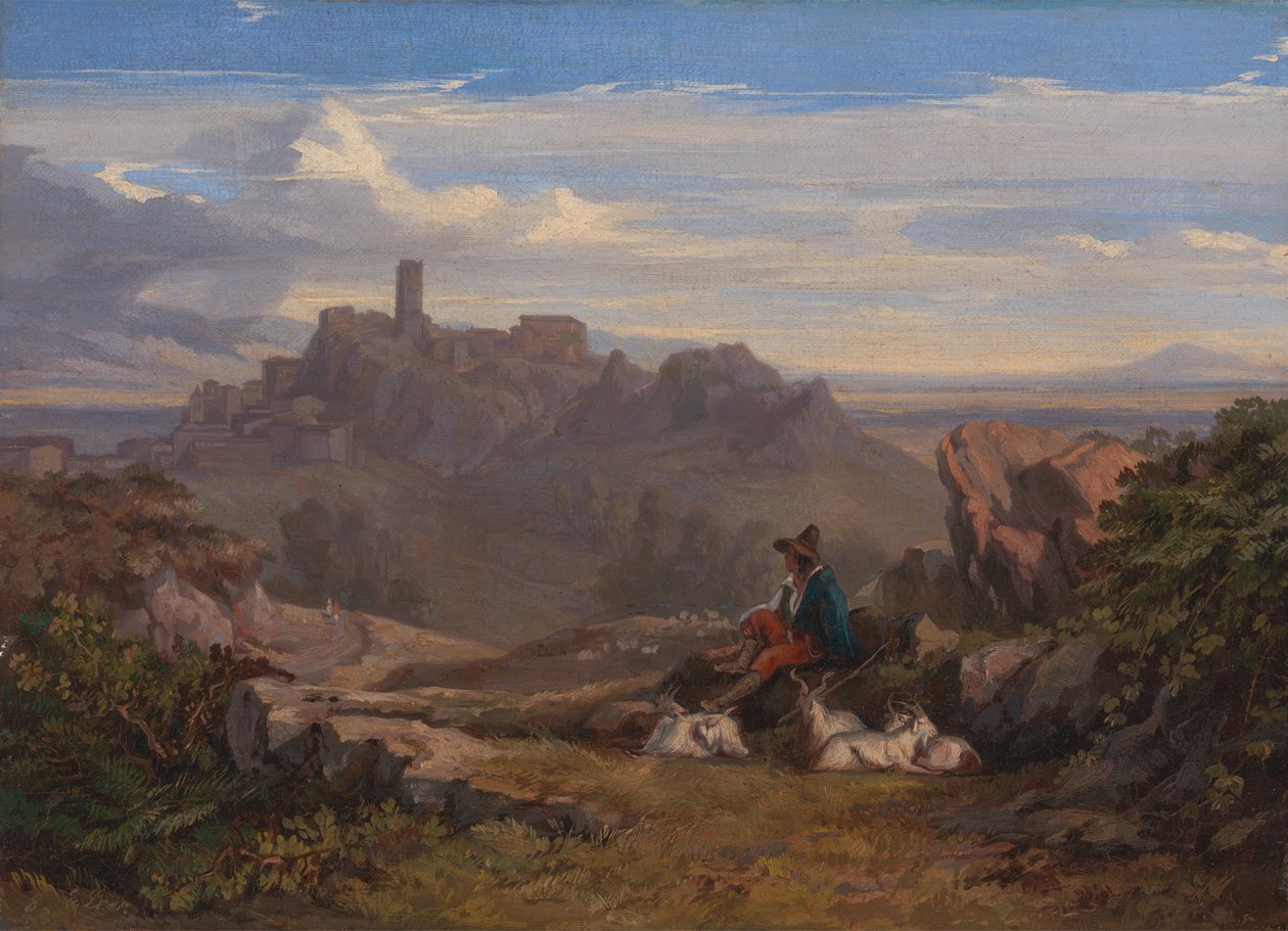 Landskap med Getherd, ca. 1842. av Edward Lear