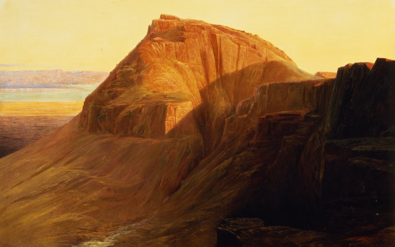 Masada eller Sebbeh vid Döda havet, 1858 av Edward Lear