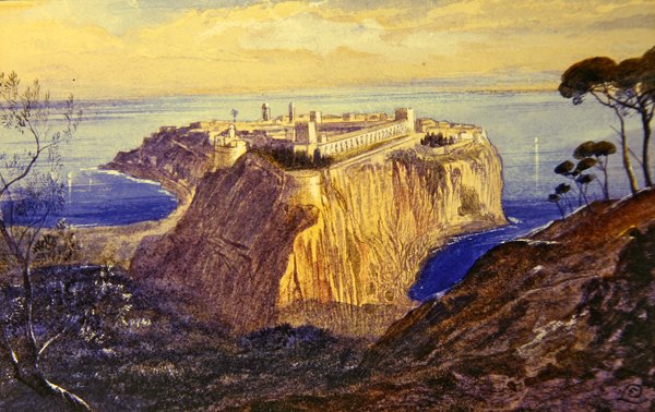 Monaco (akvarell och gouache på papper) av Edward Lear