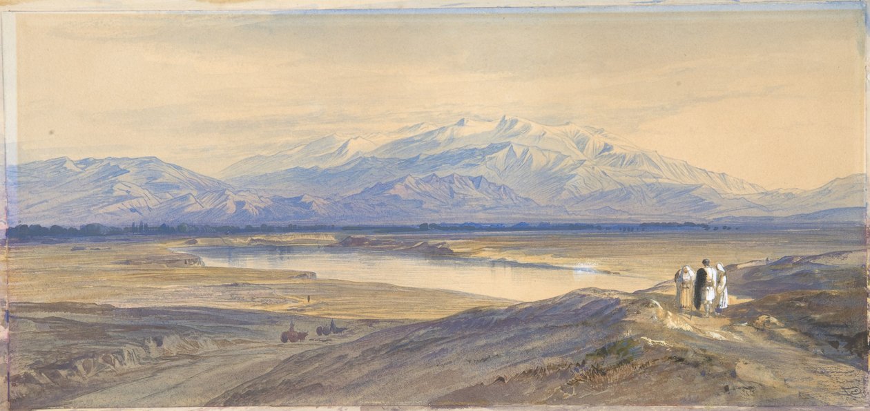 Berget Olympos sett från Larissa, Thessalien, Grekland av Edward Lear