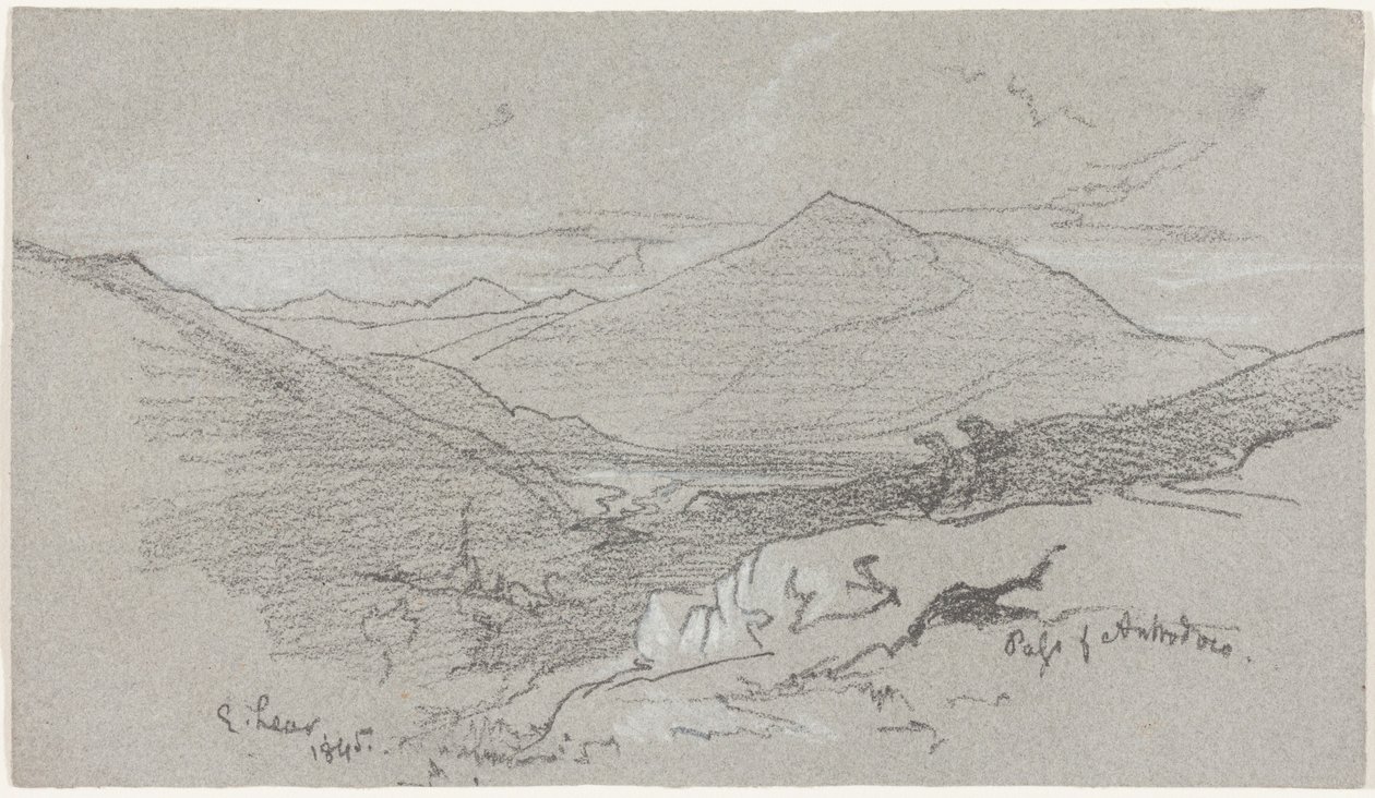 Utsikt över bergen från Antrodoco av Edward Lear