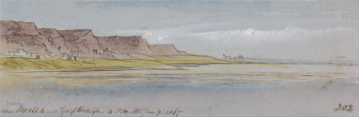 Nära Mereeh eller Garf Hossayn, kl. 16.00, 31 januari 1867 (302) av Edward Lear