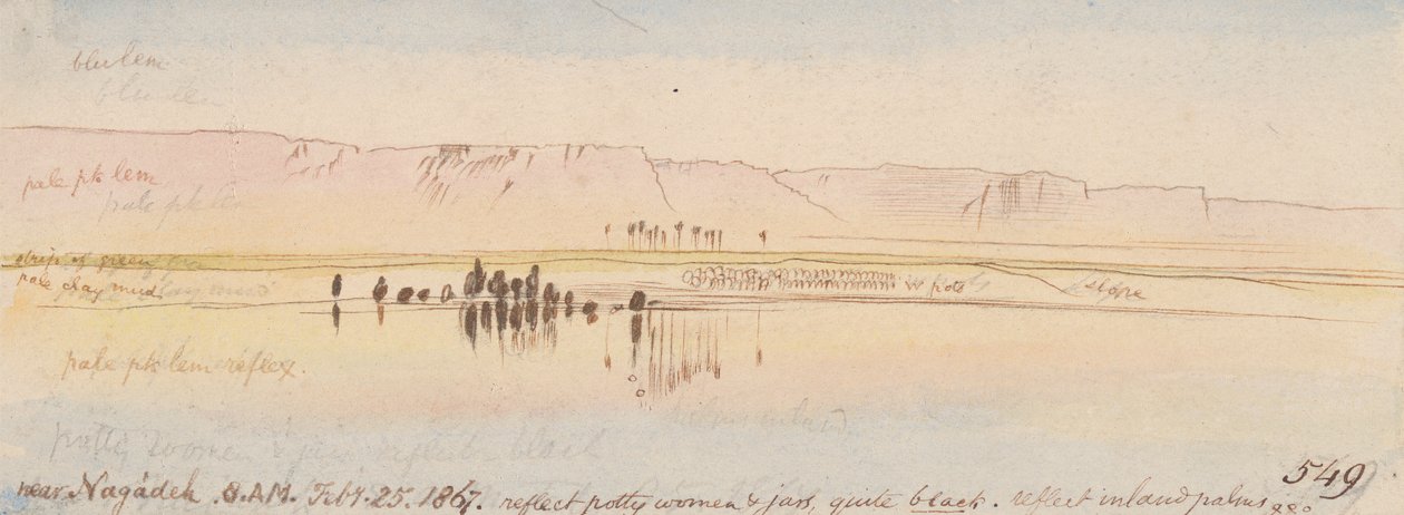 Nära Negadeh; 08:00, 25 februari 1867 (549) av Edward Lear