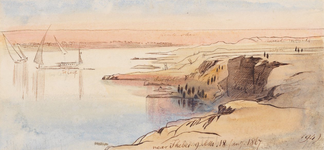 I närheten av Theben; kl. 09.00 den 18 januari 1867 (194) av Edward Lear