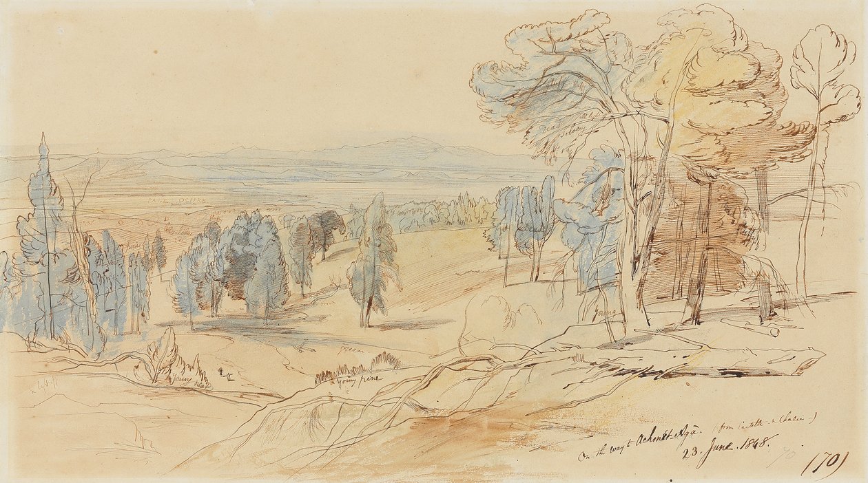 På väg till Achmet Aga från Castella och Chalcis, Grekland, 23 juni 1848 av Edward Lear