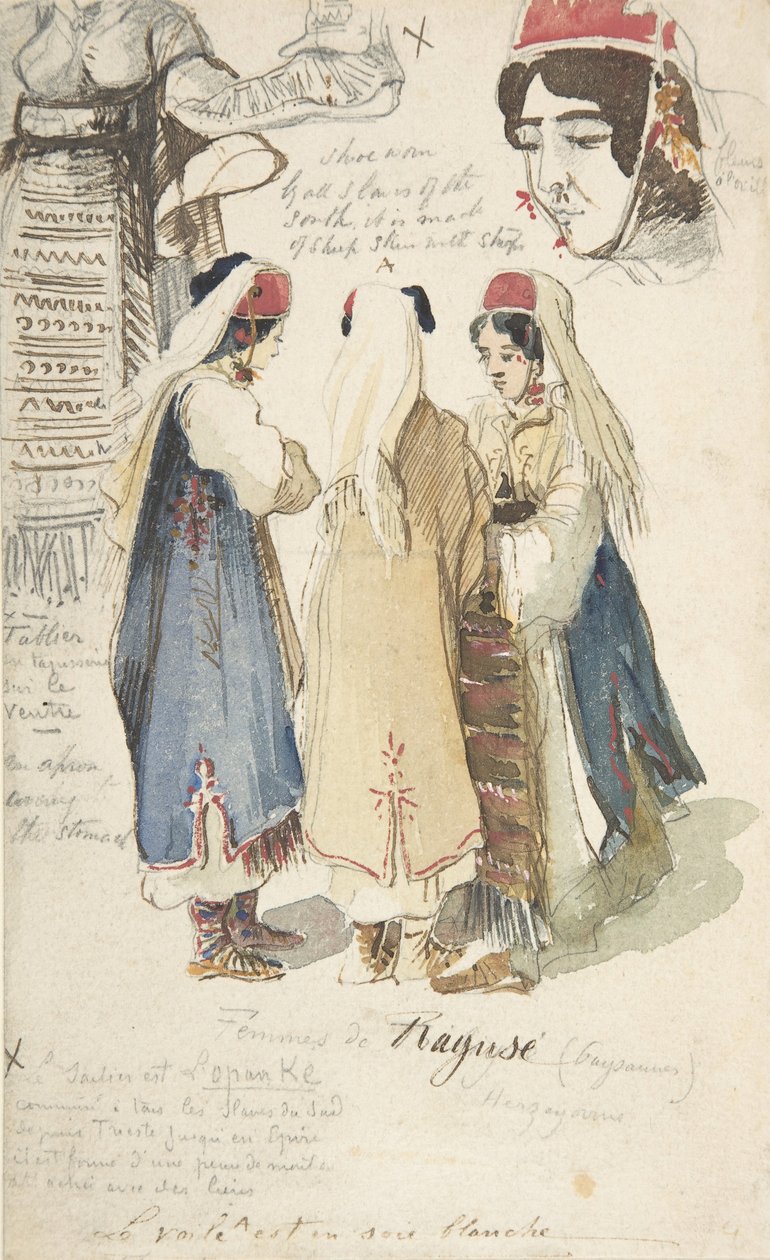 Bondkvinnor från Ragusa, 1848-1866. av Edward Lear