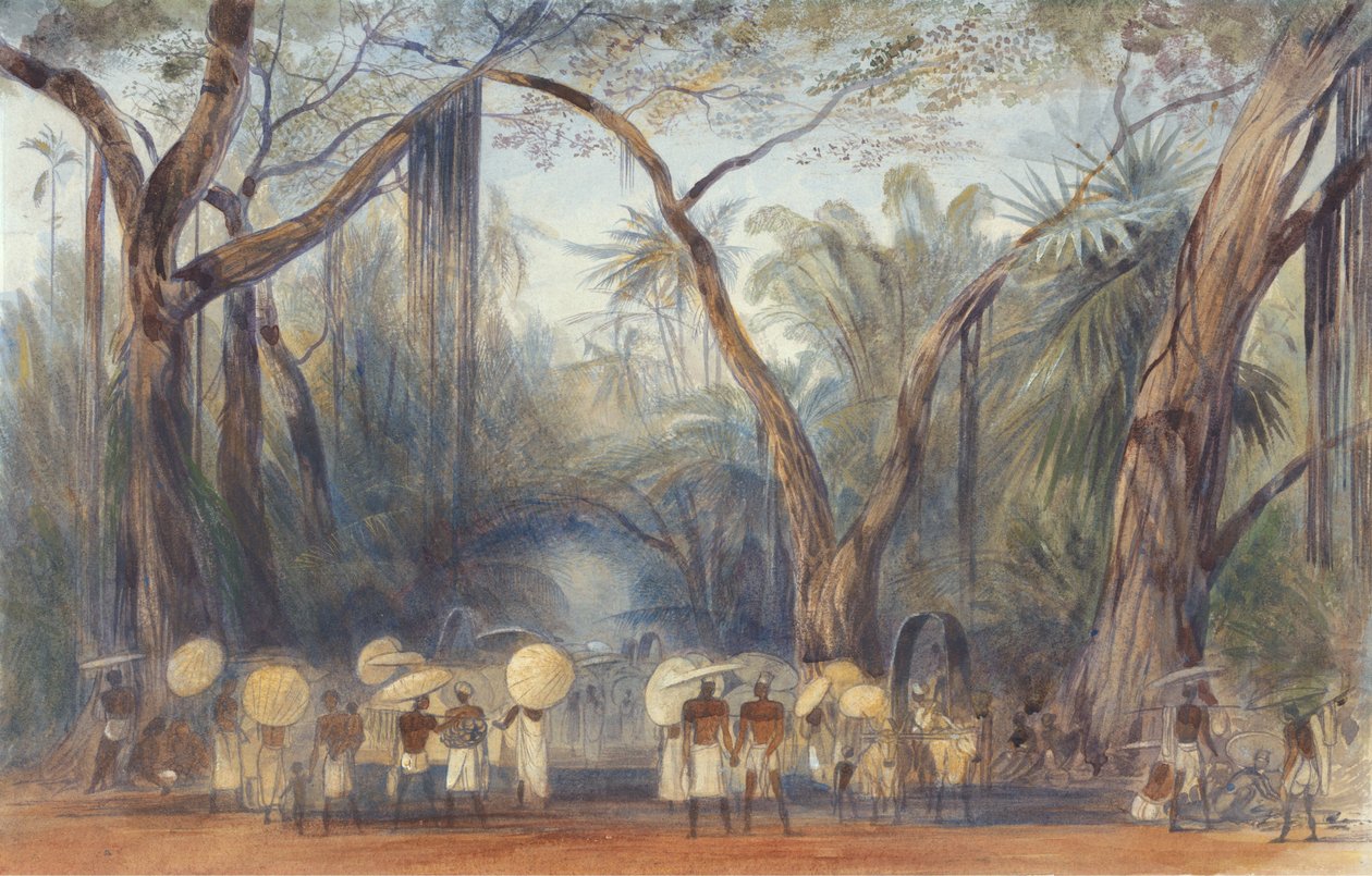 Människor på vägen nära Kalicut, Malabar av Edward Lear