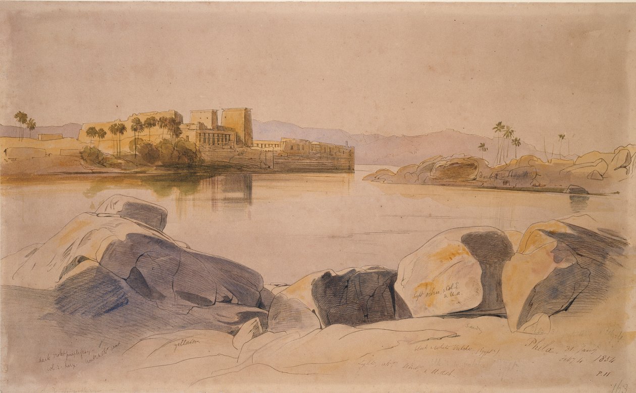 Philae, Egypten, 1854 av Edward Lear