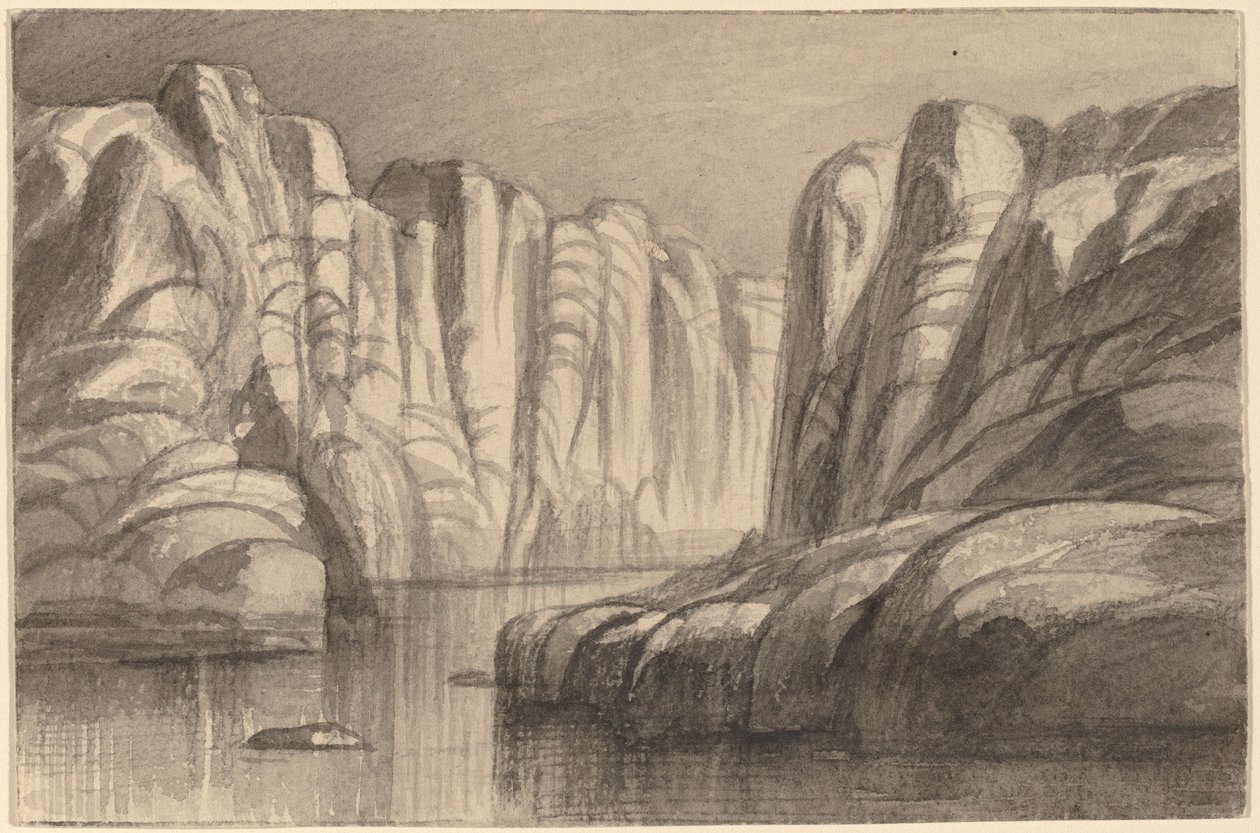 Flod som slingrar sig genom en klippformation (Philae, Egypten) av Edward Lear