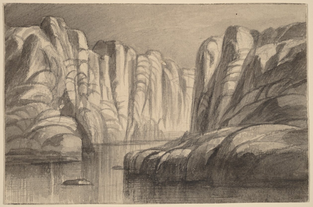 Flod som slingrar sig genom en klippformation (Philae, Egypten) av Edward Lear