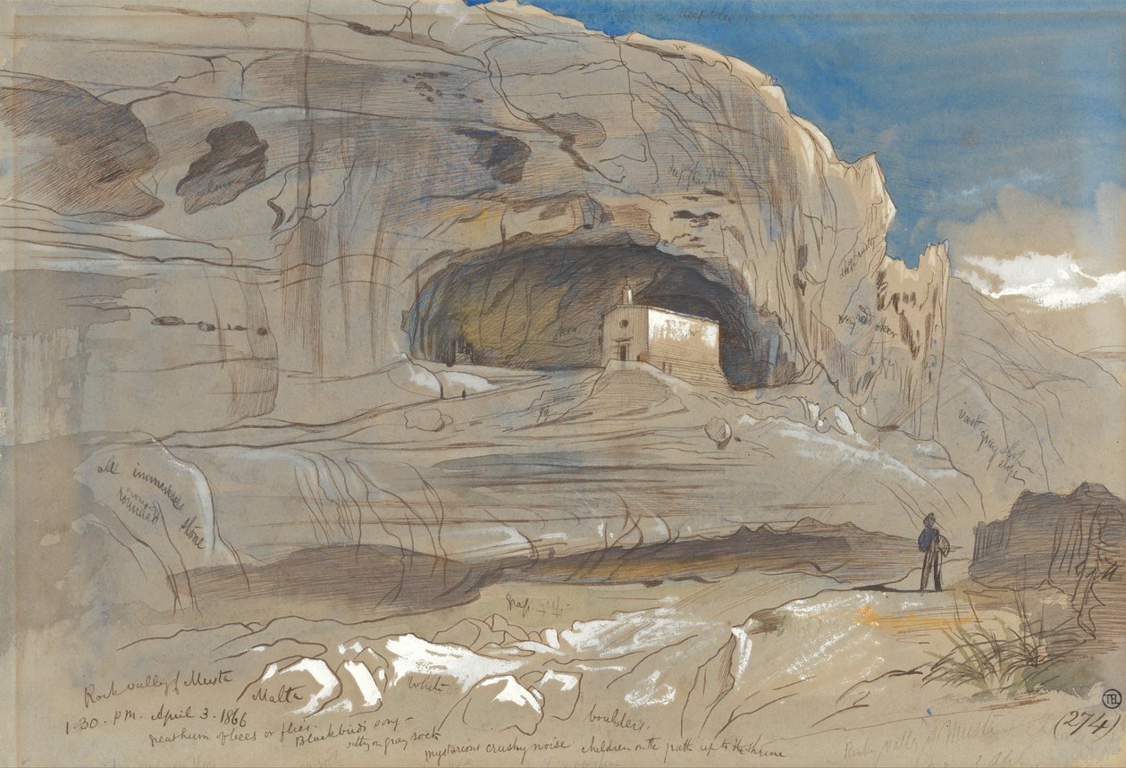 Klippiga dalen vid Mosta, Malta, kl. 13.30 (3 april 1866) av Edward Lear