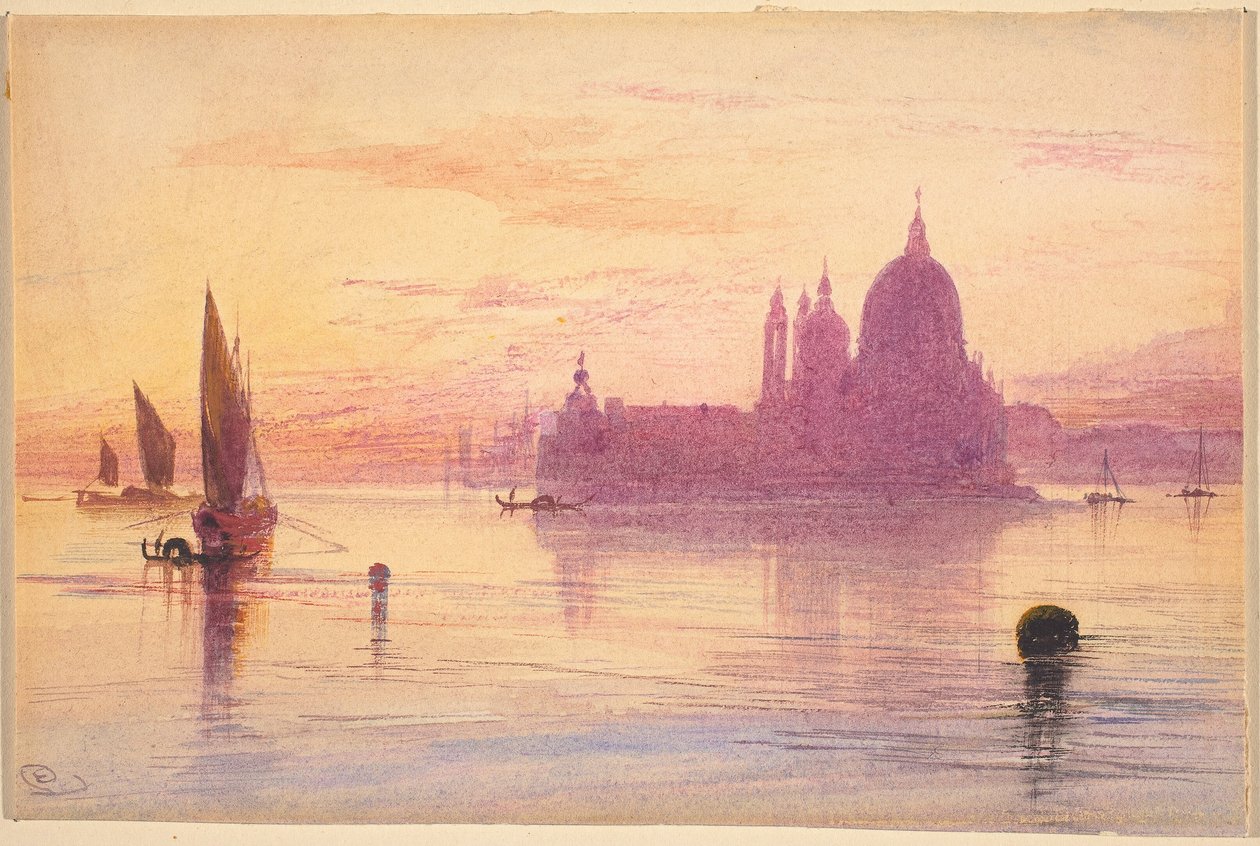 Santa Maria della Salute, Venedig, vid solnedgången, 18651884. av Edward Lear