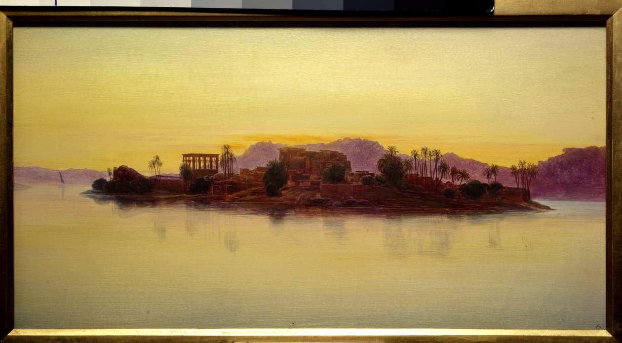 Solnedgång på ön Philae i Egypten Målning av Edward Lear (1812-1888) (ec.angl.) 1861 Sön. 0,23x0,43 m Chantilly, Musee Conde av Edward Lear