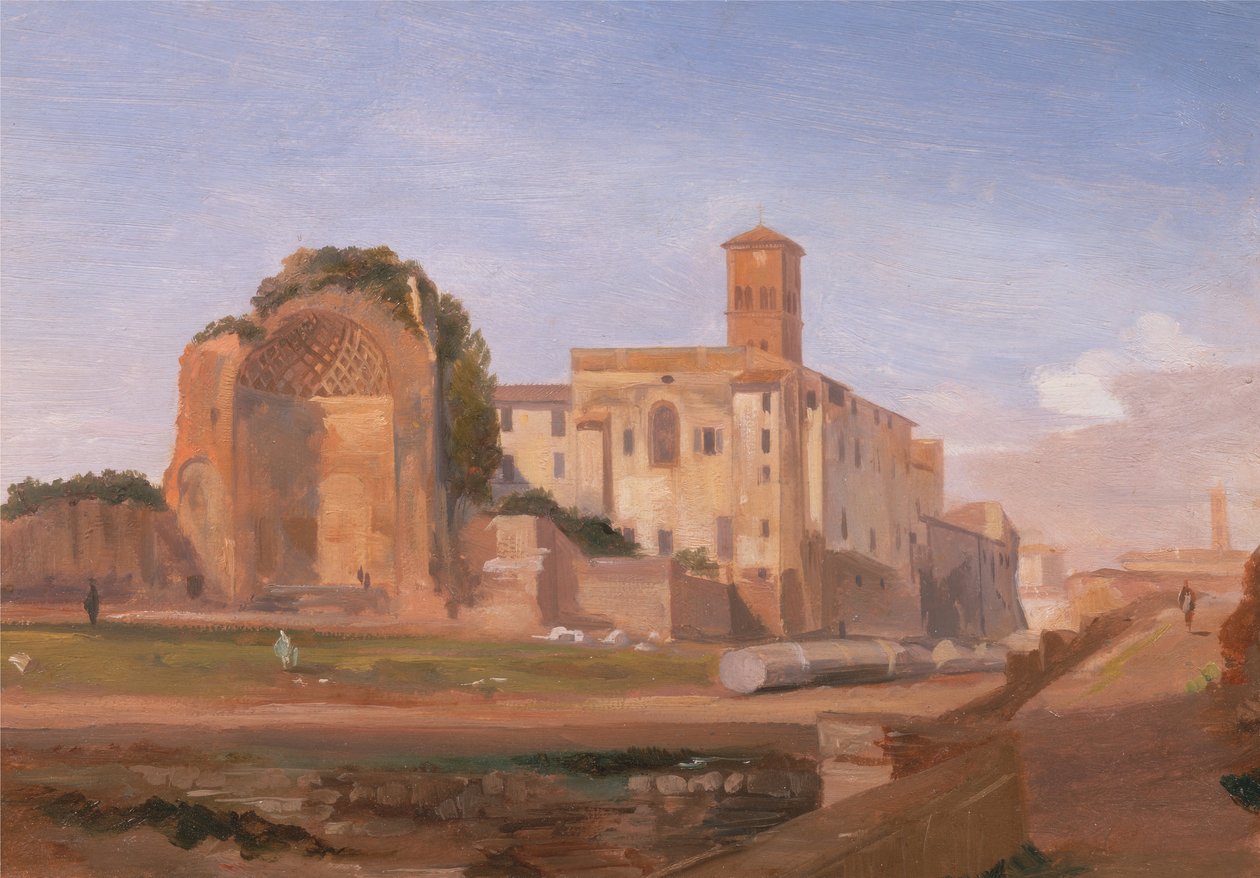 Venus och Roms tempel, Rom, 1840. av Edward Lear