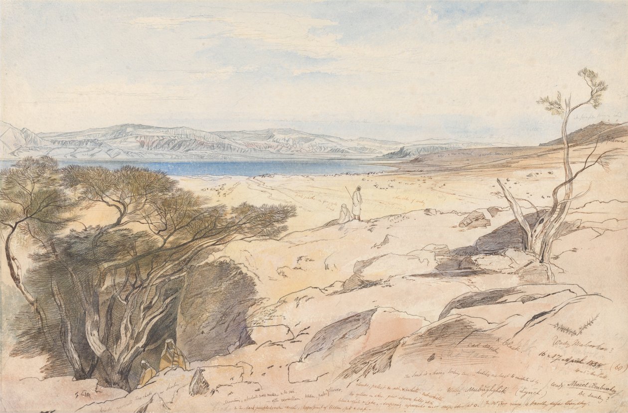 Döda havet, 16 och 17 april 1858 av Edward Lear