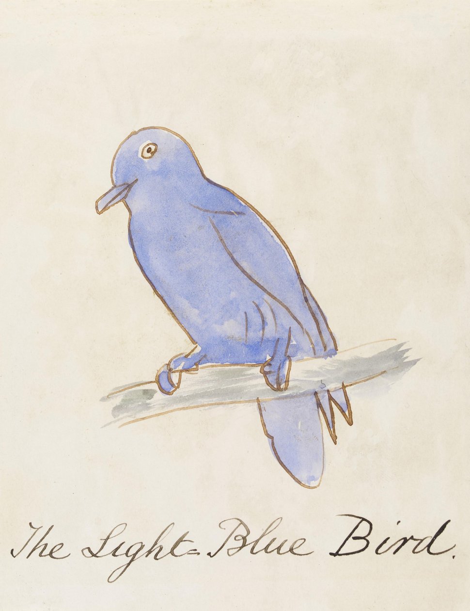 Den ljusblå fågeln, från "Sexton teckningar av komiska fåglar" av Edward Lear