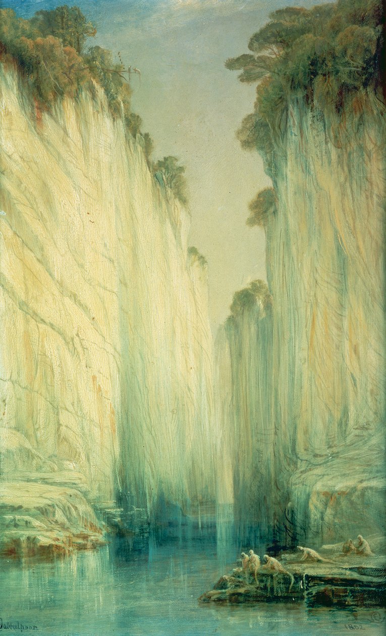 Marmorklipporna, Jabalpur, Madhya Pradesh av Edward Lear