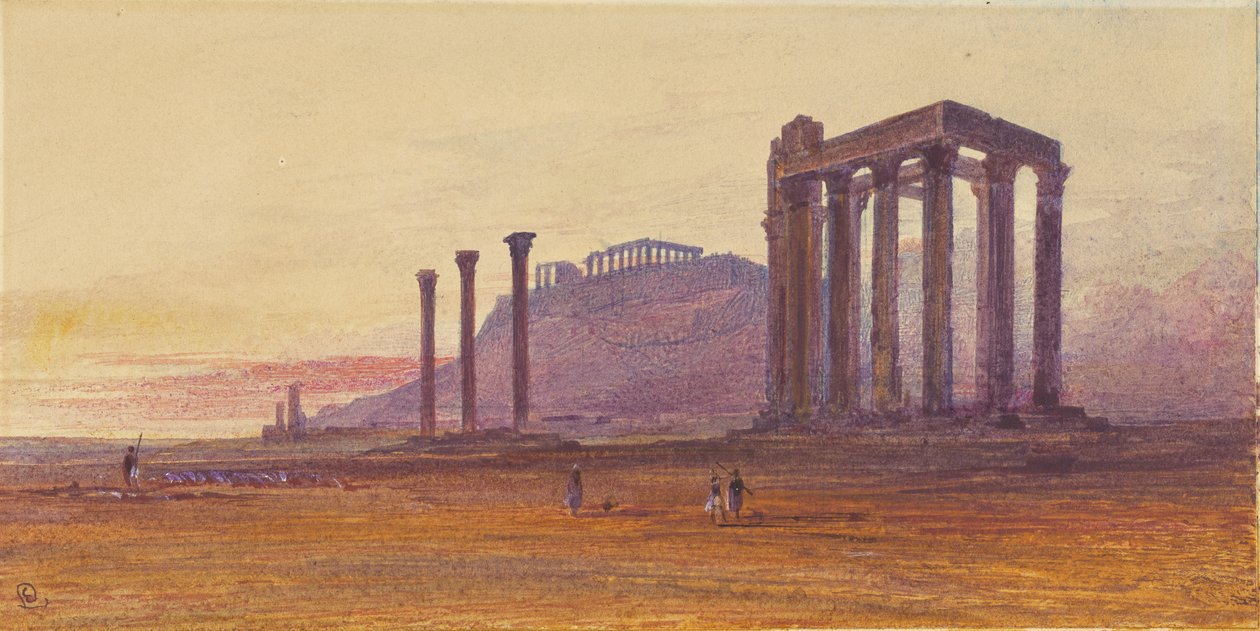 Zeustemplet i Olympia, Grekland av Edward Lear