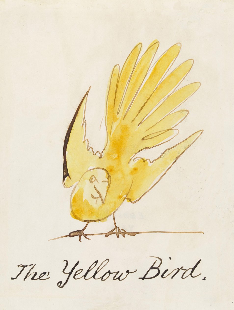 Den gula fågeln, från "Sexton teckningar av komiska fåglar" av Edward Lear