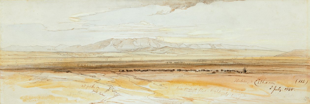 Två vyer över Thebe av Edward Lear