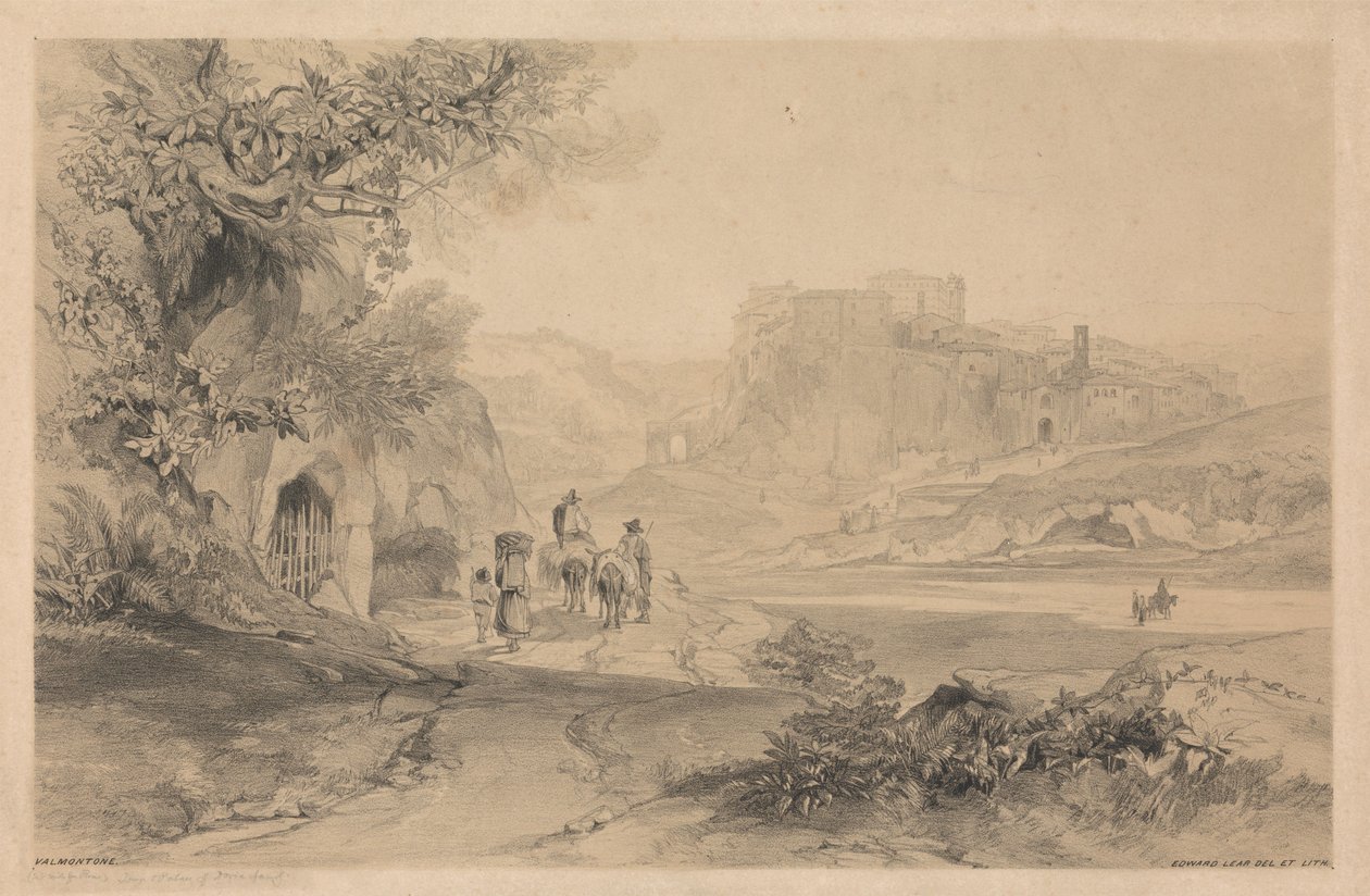 Valmontone, ur ”Vyerna över Rom och dess omgivningar”, 1841 av Edward Lear