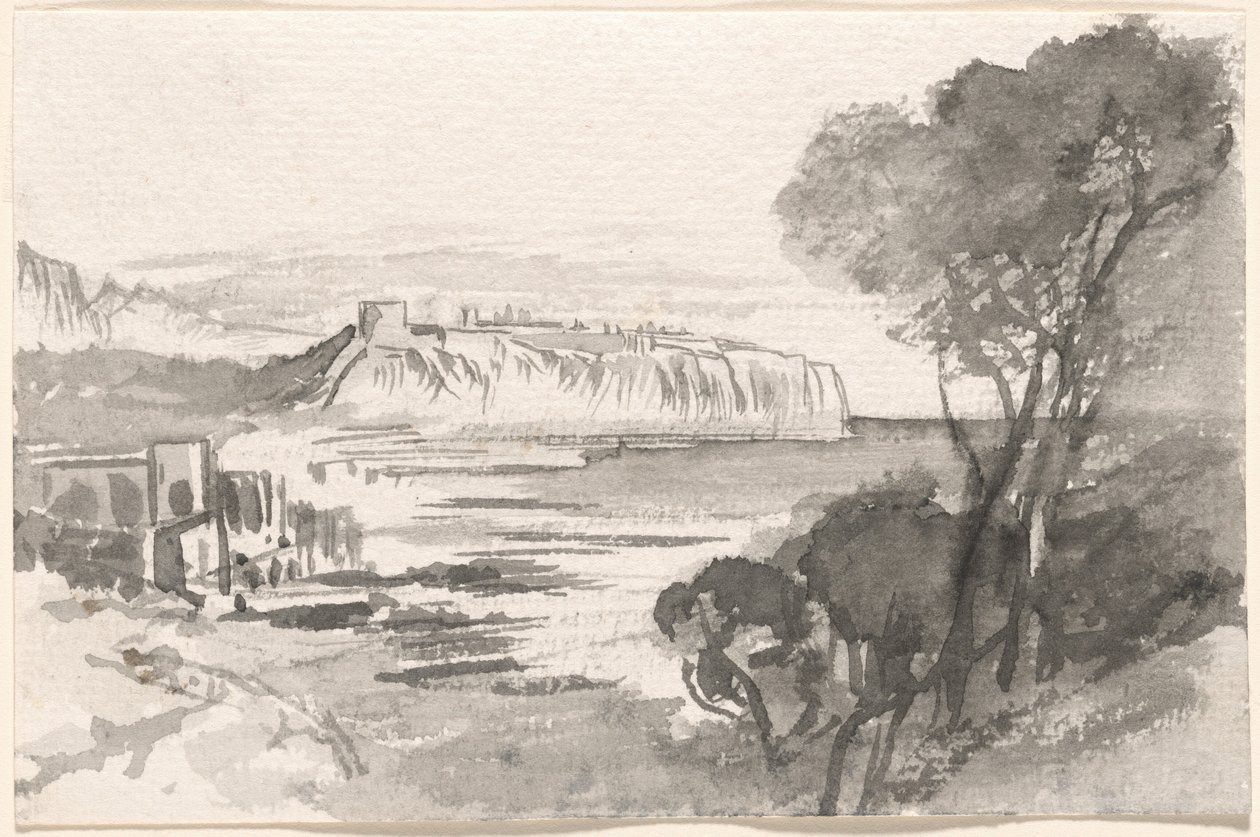 Utsikt över en bukt i Monaco, 18841885. av Edward Lear
