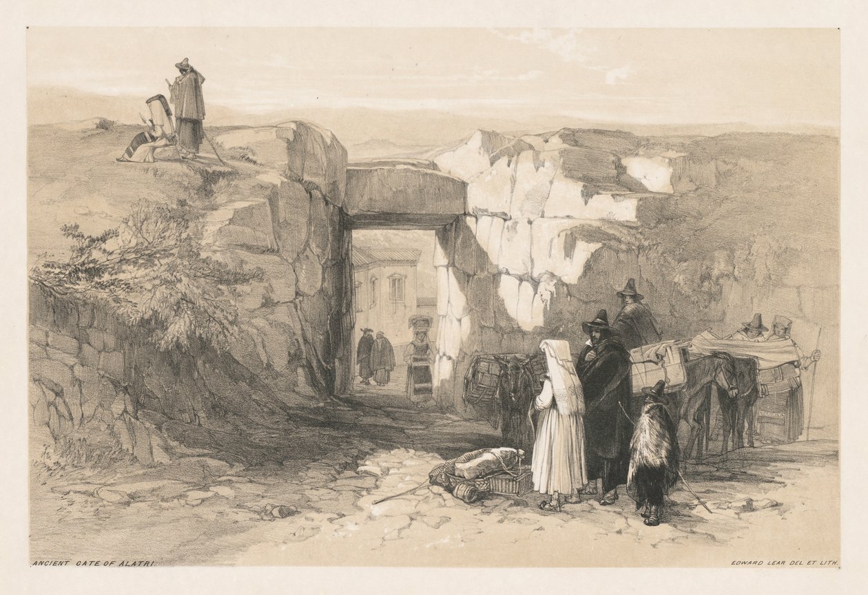 Utsikt över Rom och dess omgivningar: Ancient Gate of Alatri av Edward Lear