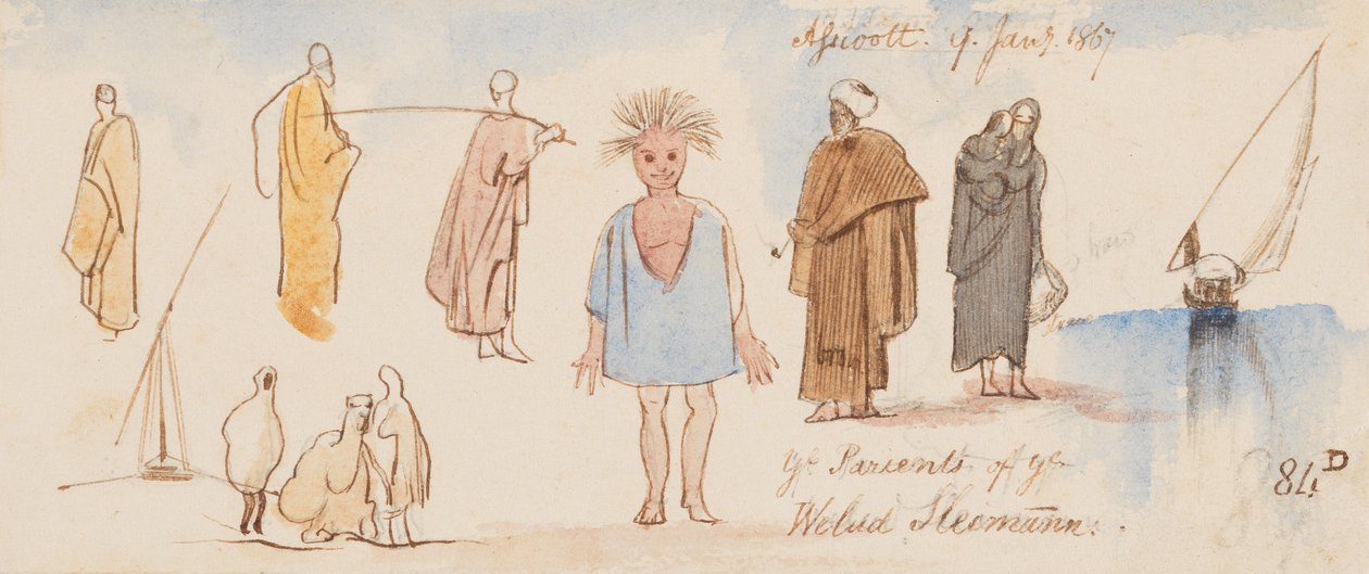 Ni föräldrar i Welud Sleimann; Assioott [Asyut]; 9 januari 1867 (84D) av Edward Lear