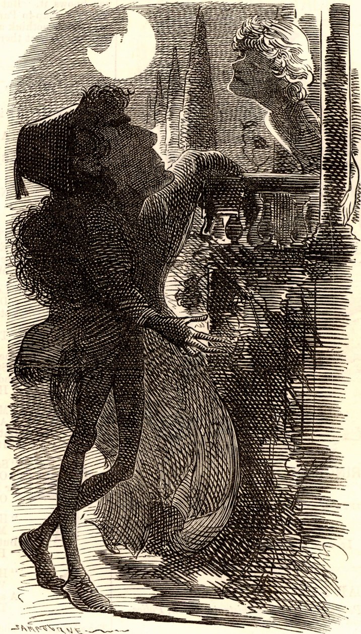 Henry Irving i balkongscen av "Romeo och Julia" av Edward Linley Sambourne