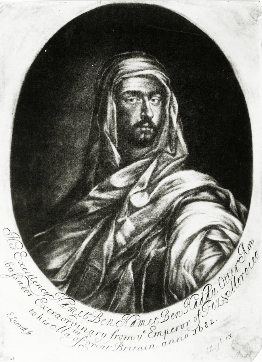 Hans excellens Hamet Ben Hamet Ben Haddu Otter, publicerad av John Lloyd, 1682 (mezzotint) av Edward Luttrell