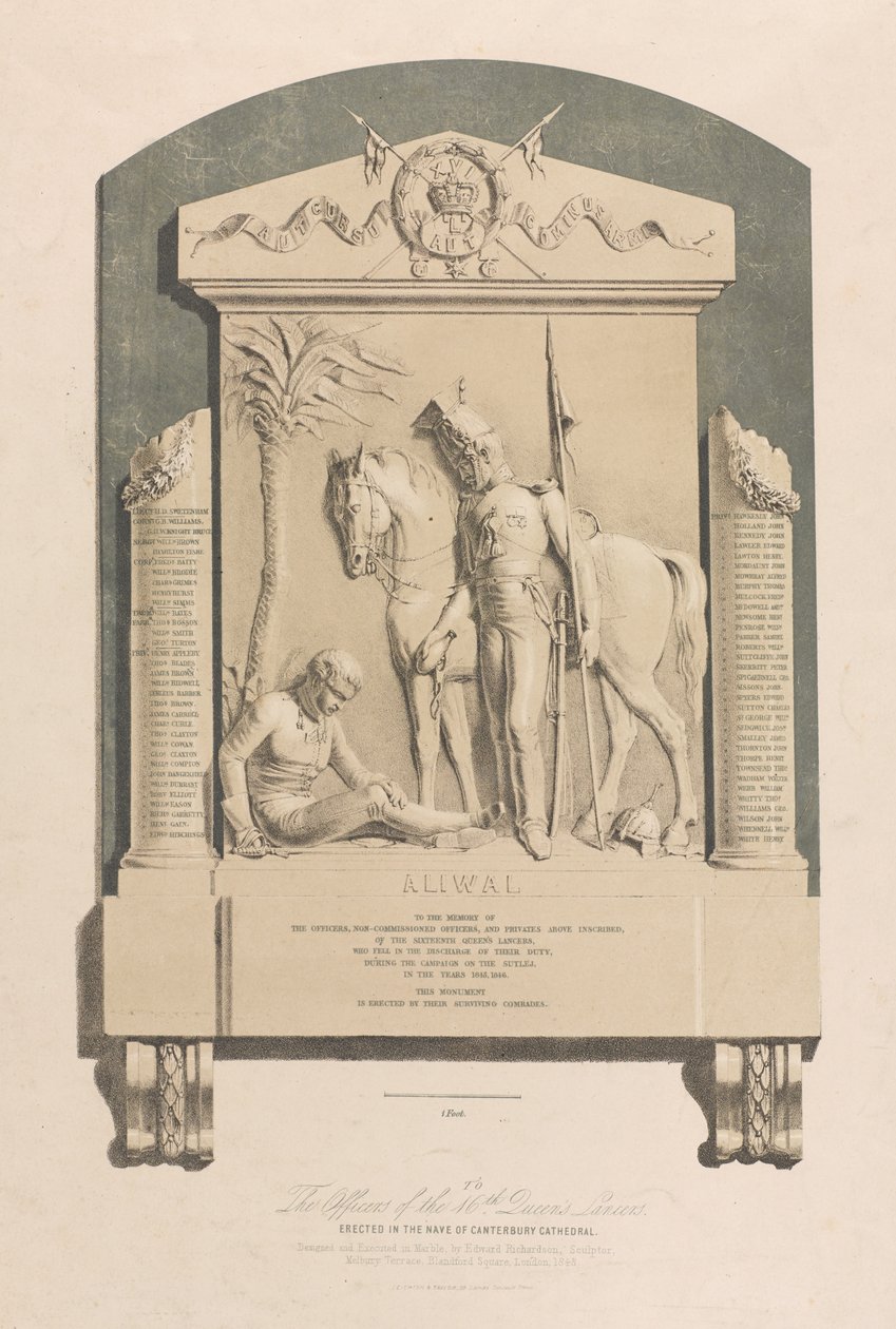 Aliwal-minnesmärke, Canterbury Cathedral, 1848 ca av Edward M. Richardson