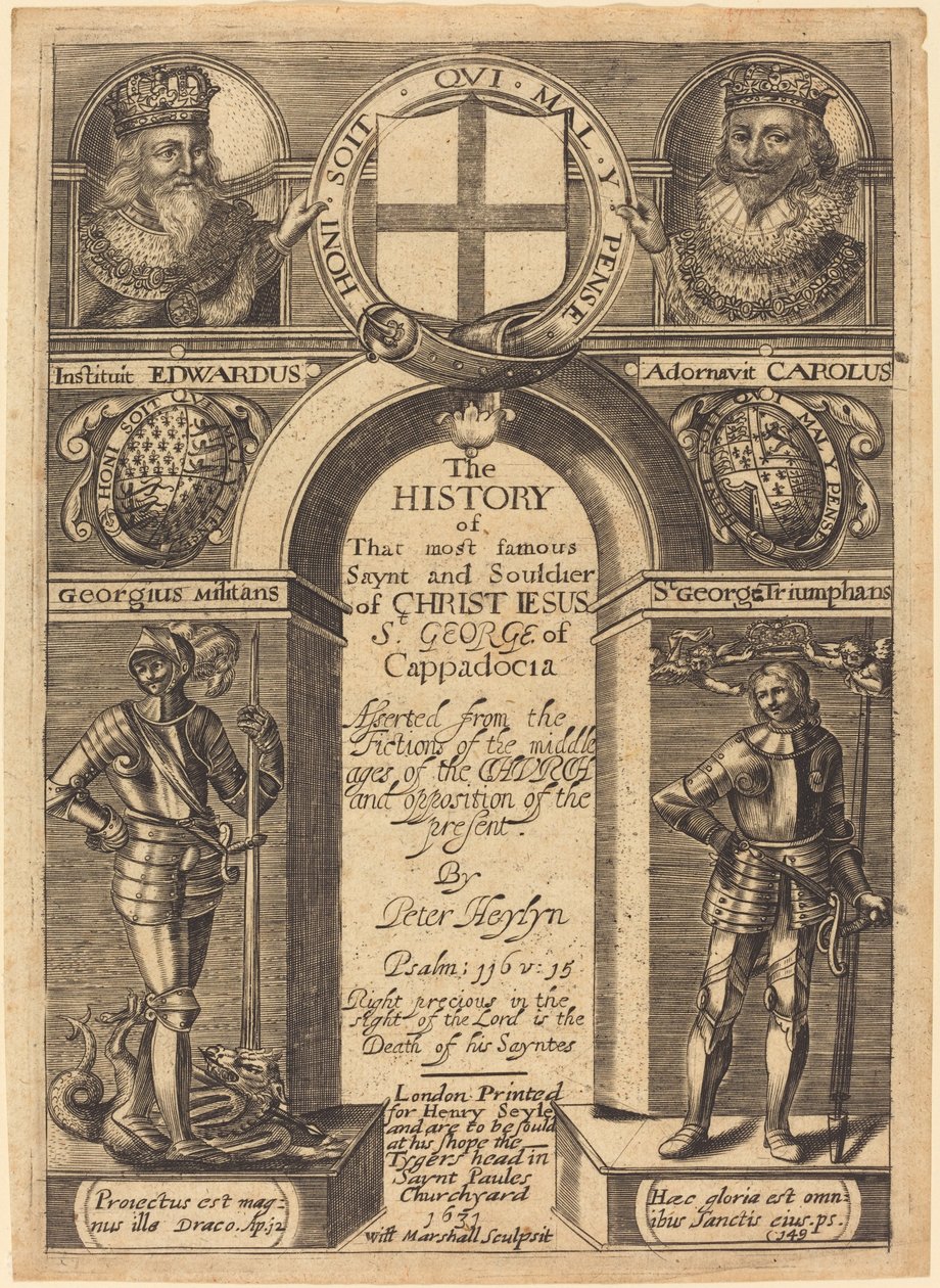 Frontispice till Peter Heylyns "The History of St. George of Cappadocia" av Edward Marshall