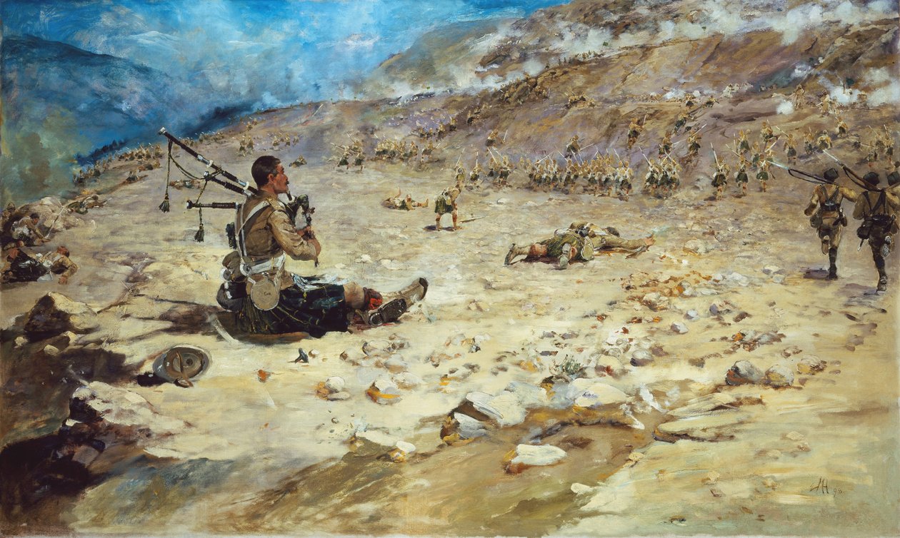 Piper George Findlater (1872-1942) från Gordon Highlanders förtjänade Victoria Cross i Dargai 1897, 1898 av Edward Matthew Hale