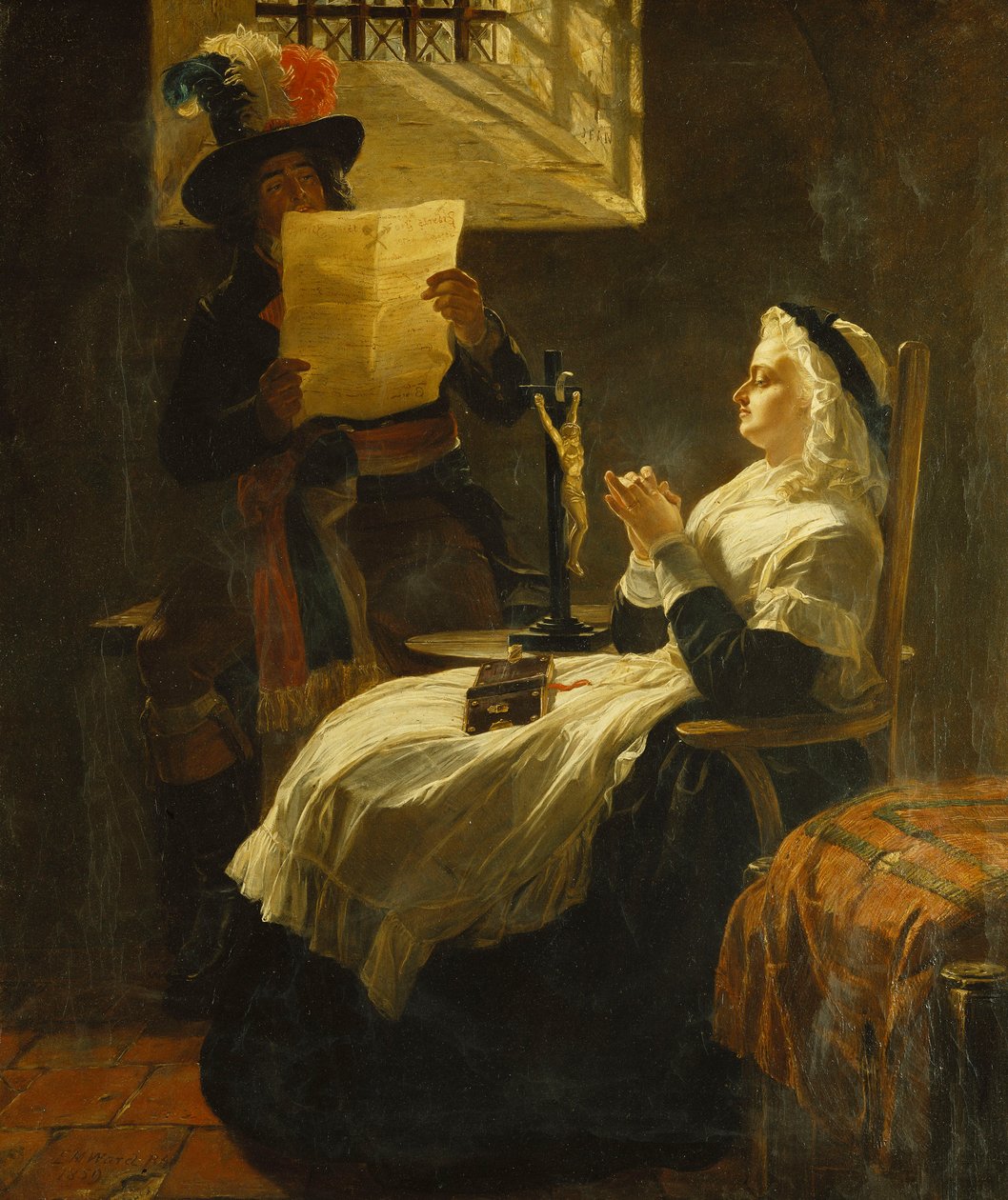 Marie Antoinette lyssnar på anklagelsen dagen före hennes rättegång, 1859 av Edward Matthew Ward