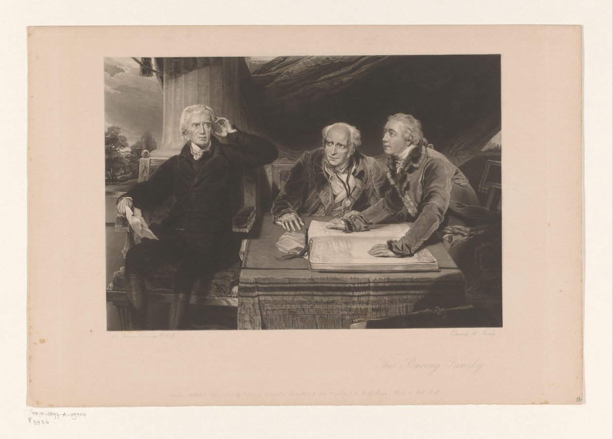 Porträtt av Sir Francis Baring, med sin bror och hans svärson Porträtt av Francis Baring, hans bror John Baring och Charles Wall Familjen Baring (titel på objekt) av Edward McInnes