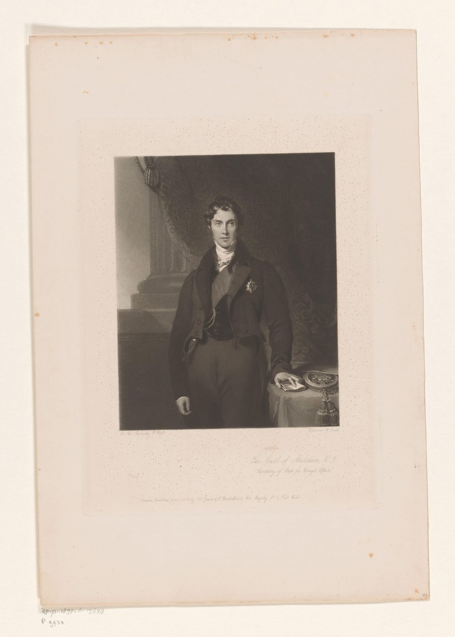 Porträtt av George Hamilton-Gordon The Earl of Aberdeen KJ / utrikesminister för utrikesfrågor (titel på objekt) av Edward McInnes