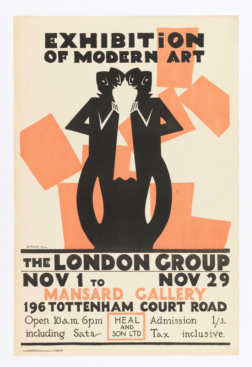 Affisch, utställning av modern konst-The London Group av Edward McKnight Kauffer