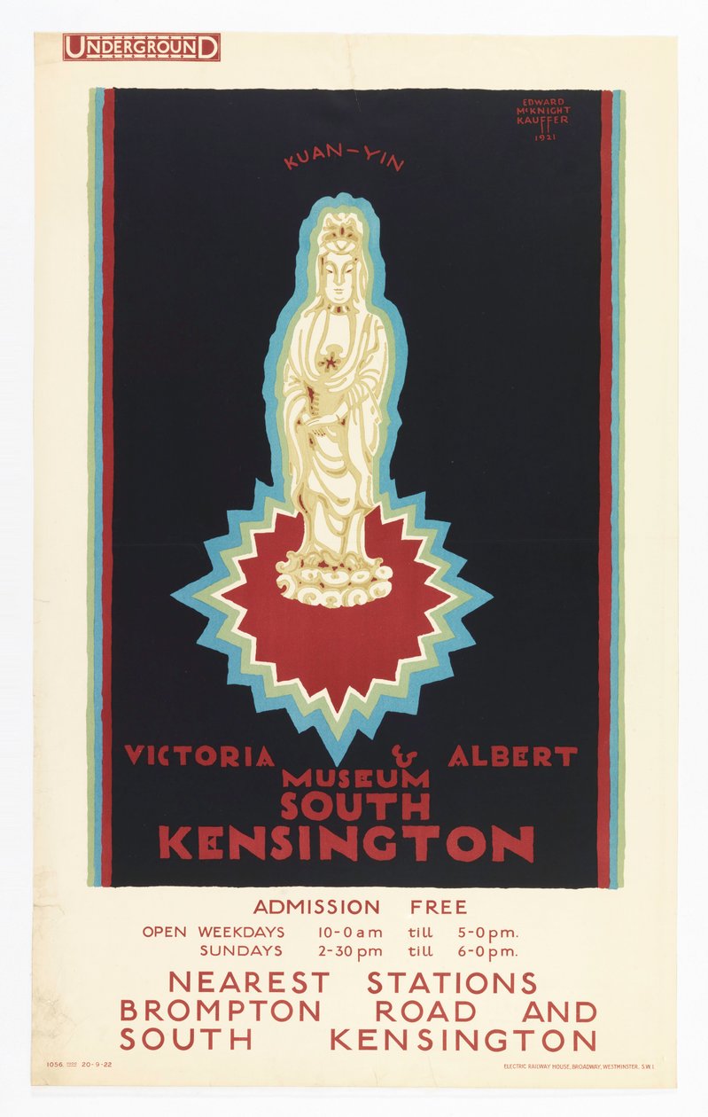 Poster, Victoria and Albert Museum, för London Underground, 1921 av Edward McKnight Kauffer