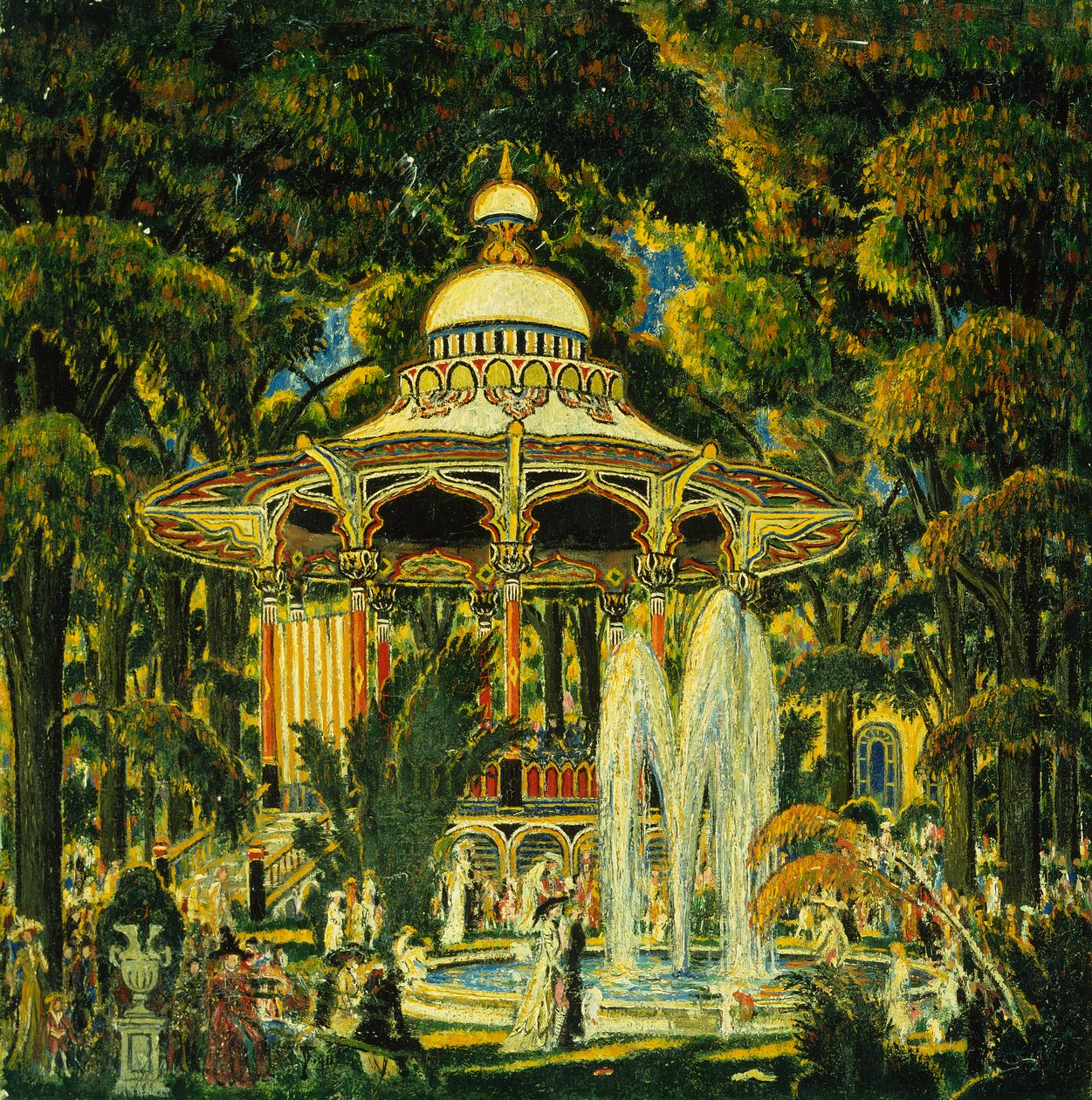 Gazebo på Central Park (olja på duk) av Edward Middleton Manigault