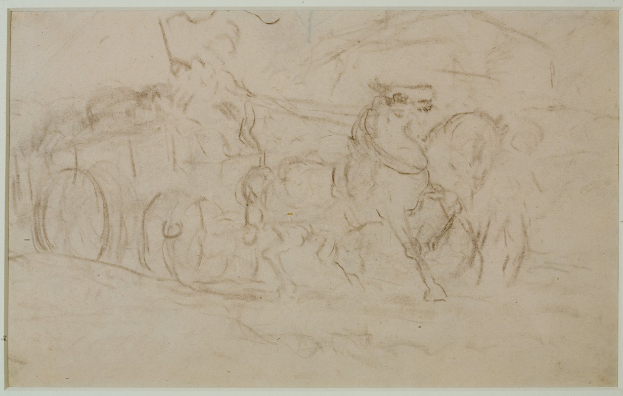 Häst och vagn (#9), ca. 1880-talet (grafit på papper) av Edward Mitchell Bannister