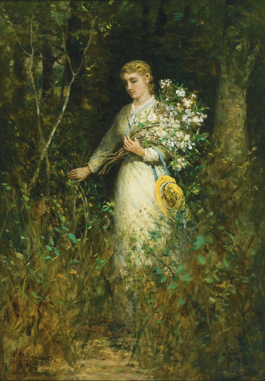 Dam med bukett av Edward Mitchell Bannister