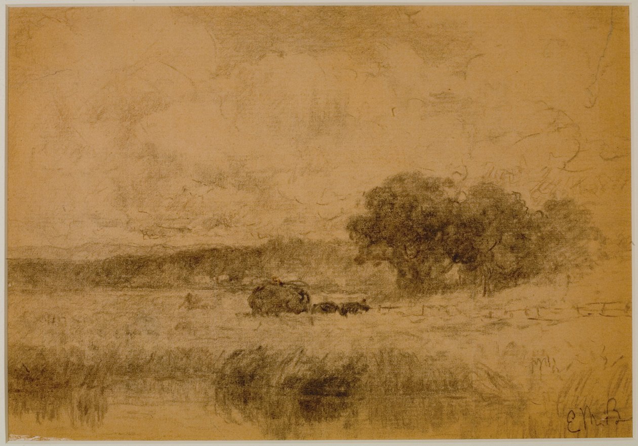 Landskap, skog (#13) c. 1880 (grafit på papper) av Edward Mitchell Bannister